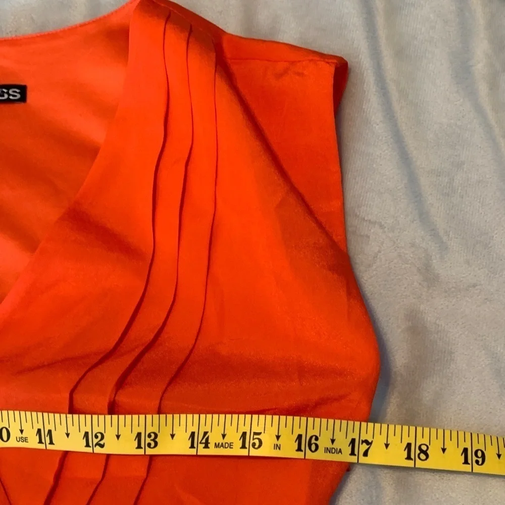 Express Bright Orange and beige bandage dress sleeveless v neck fitted size XS